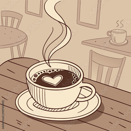 Coffee Illustration: A Cozy Drink in a Cafe