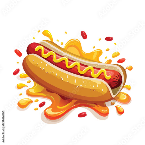 Hot Dogs with Sauce Splash creative isometric illustration with layered dimension and depth cues.
