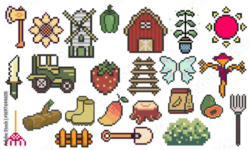 farm bundle set pixel art