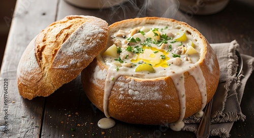 Clam Chowder in Bread Bowl. (1)