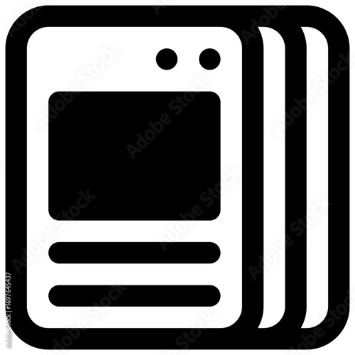 Collectible cards. Outlined stroke vector icon with black-filled details.