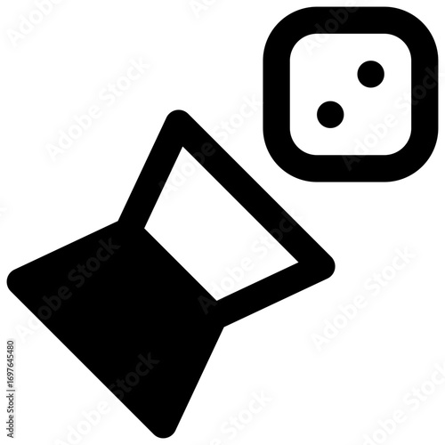 Dice cup. Outlined stroke vector icon with black-filled details.