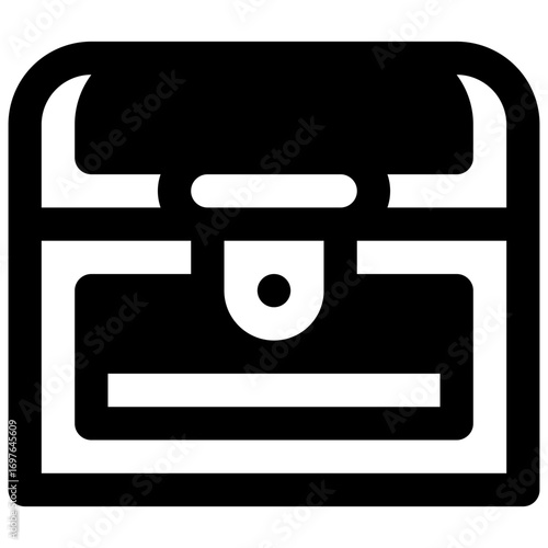 Treasure. Outlined stroke vector icon with black-filled details.