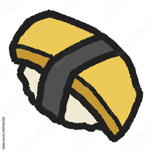 Hand Drawn Tamago Sushi Illustration – Cute Egg Sushi