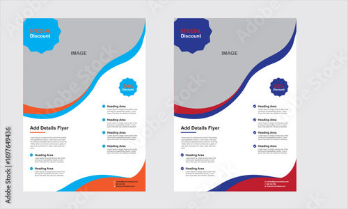 Modern blue and orange brochure design with placeholder image