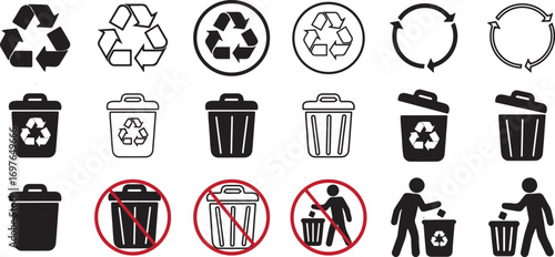 Eco-Friendly Recycle Icons Set – Sustainability, Green Energy & Environment Symbols