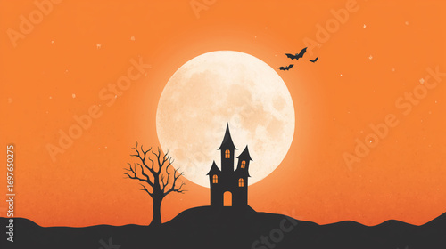 halloween background,halloween background with moon castle bats and scary tree,vector illustration of a halloween background