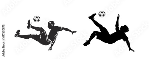 sports silhouette. Soccer Player Bicycle Kick Silhouette Vector