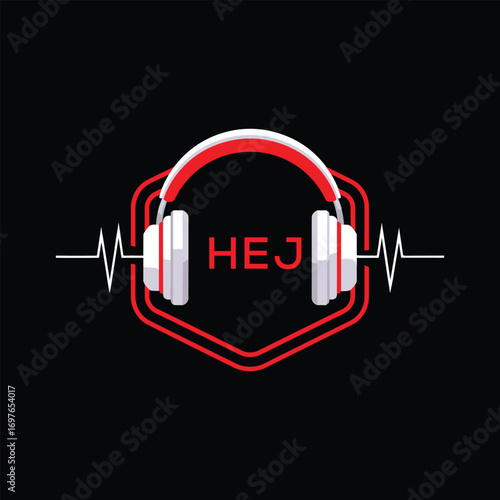HEJ  Headphone Company logo. HEJ Modern Music logo design for entrepreneur and business. HEJ Entertainment Branding best icon.
