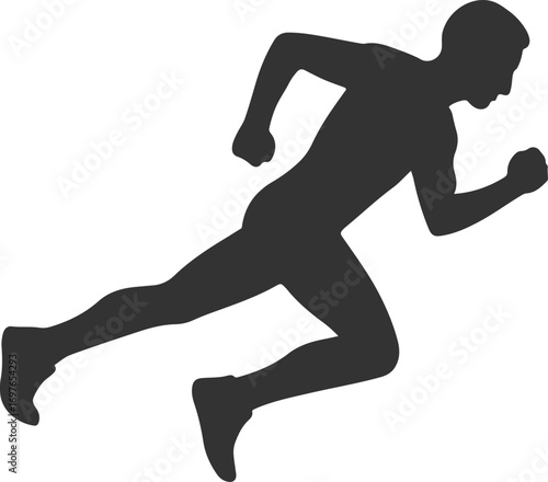 Black vector silhouette of an athletic man running
