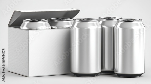 Six Pack Beer Packaging Mockup in Different Views on White Background