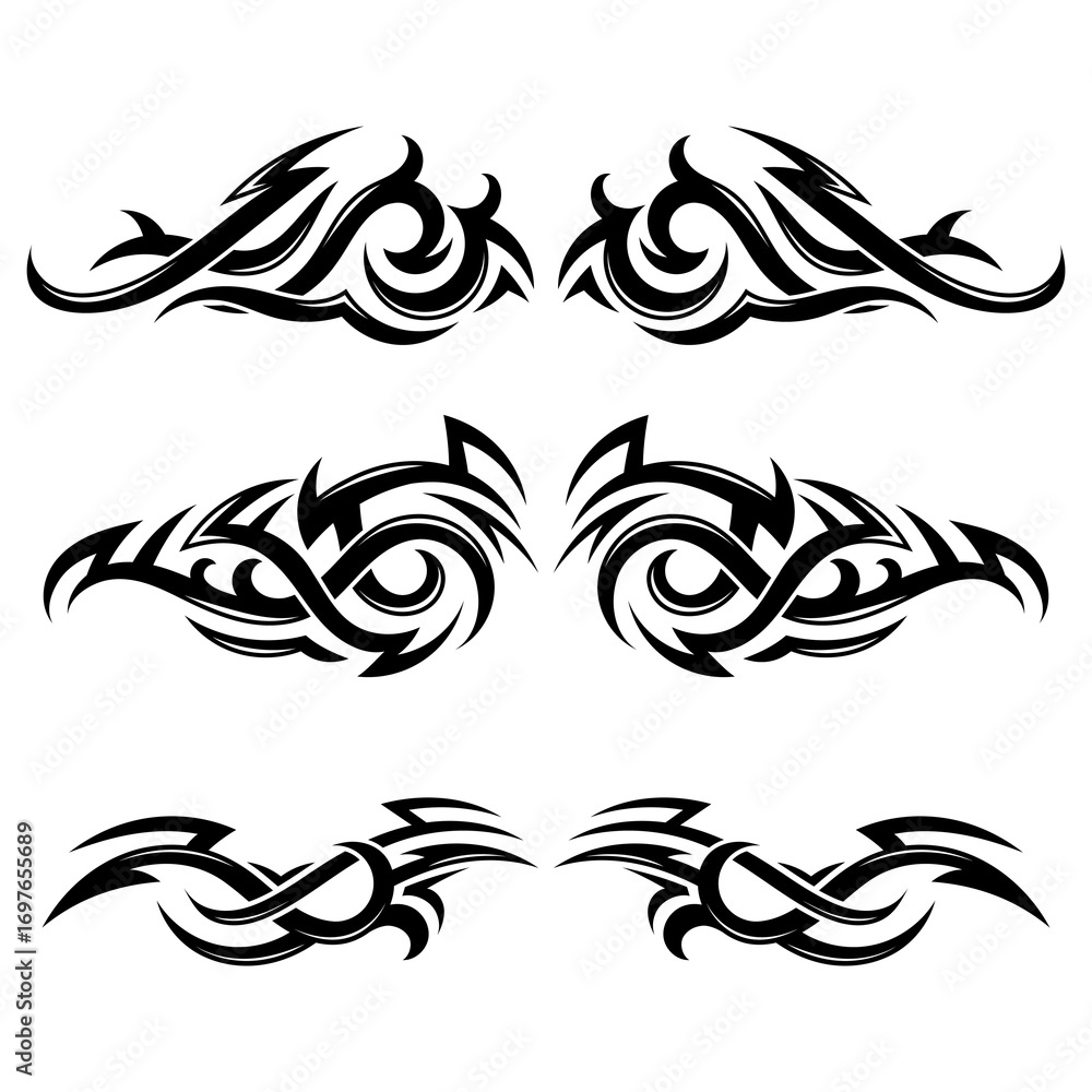Fototapeta premium Tattoos Hand drawn tribal tattoo border Element1