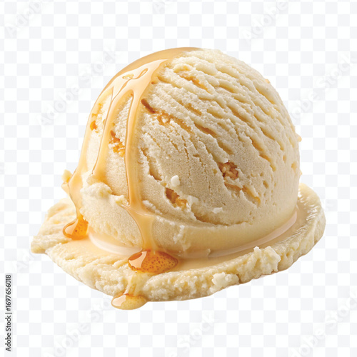 realistic delicious scoop of  vanilla ice cream in in different color style isolated on transparent background
