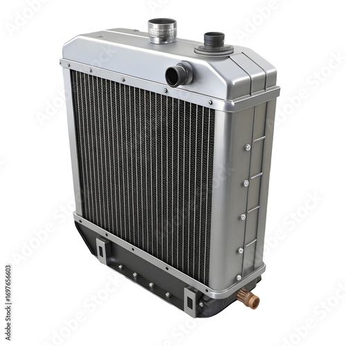 Car radiator isolated on transparent background, a cooling system component