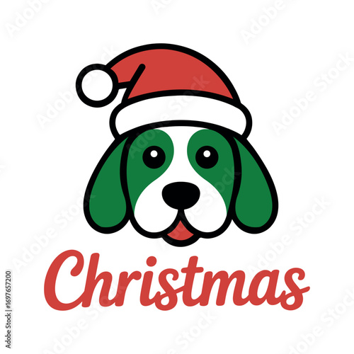 christmas dog with santa hat