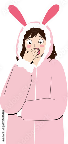 Surprised Woman in Bunny Costume