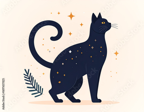 black cat on a black background