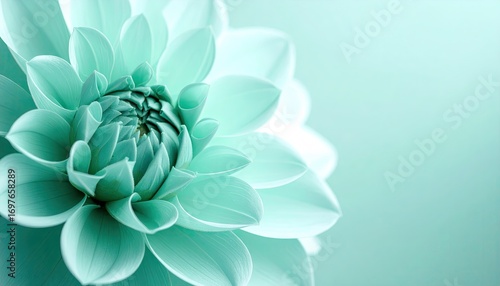 Aqua Dahlia Bloom Close Up
