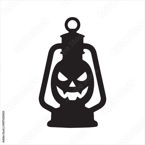 Halloween Lantern icon silhouette vector with white background