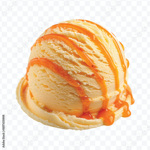 realistic delicious scoop of  vanilla ice cream in in different color style isolated on transparent background