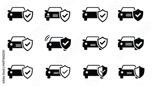 Car insurance icon set for web design
