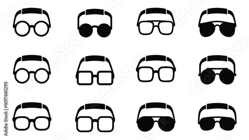 Collection of glasses icons for fashion concept