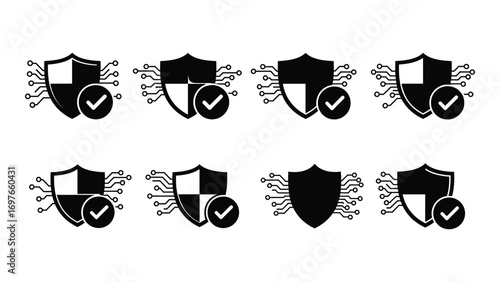 Cyber security shield icons
