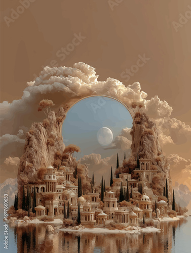 vector illustration of greek landscape