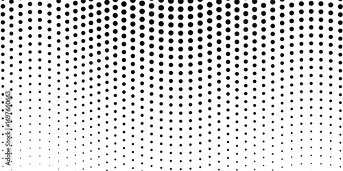 Flowing dots particles wave pattern 3D curve halftone black gradient curve shape isolated on white background. Vector in concept of technology, Futuristic technology concept modern