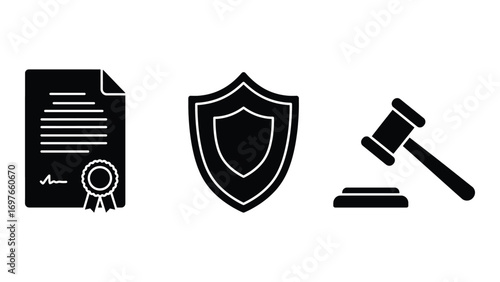 Legal protection icon set for web design