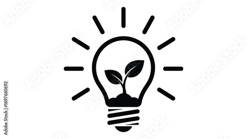 Light bulb with plant inside, idea and growth concept