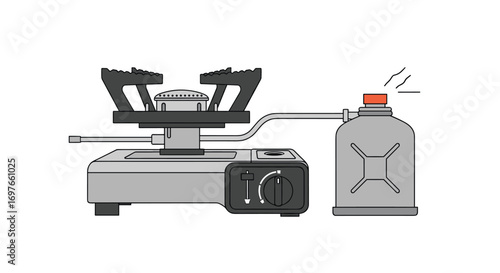 Compact portable propane stove with gas canister for outdoor cooking adventures