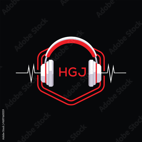 HGJ  Headphone Company logo. HGJ Modern Music logo design for entrepreneur and business. HGJ Entertainment Branding best icon.
