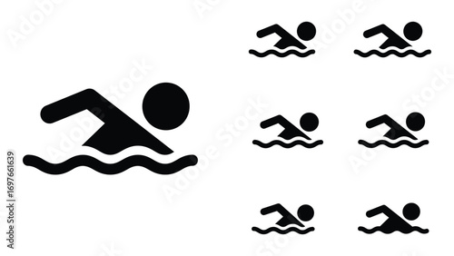 Silhouette of a swimmer swimming in water