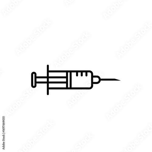 Medical syringe silhouette isolated on white background
