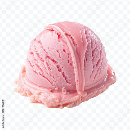 realistic delicious scoop of  vanilla ice cream in in different color style isolated on transparent background
