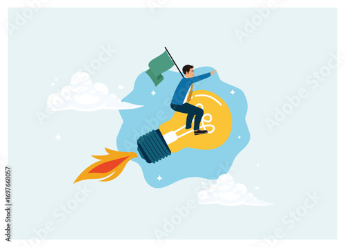 Innovation and ideas of entrepreneurs start new businesses towards success.