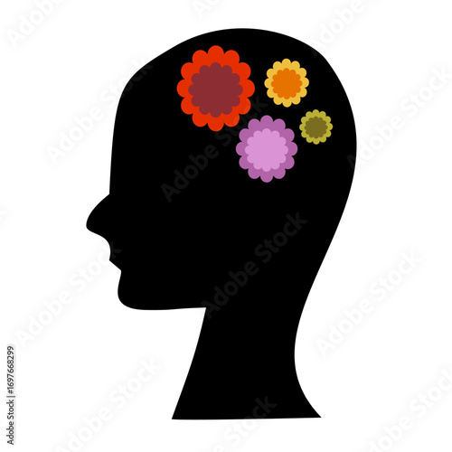Head Silhouette with Flowers