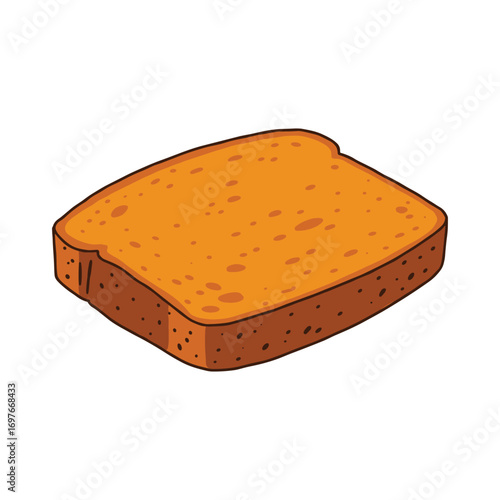 Illustration of a single slice of toasted bread – stock vector flat illustration