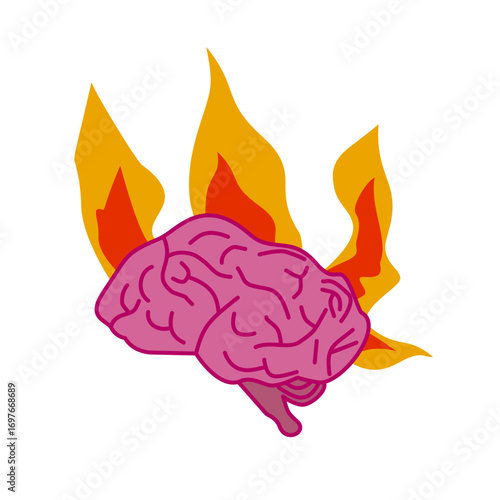 Burning Brain Creative Illustration
