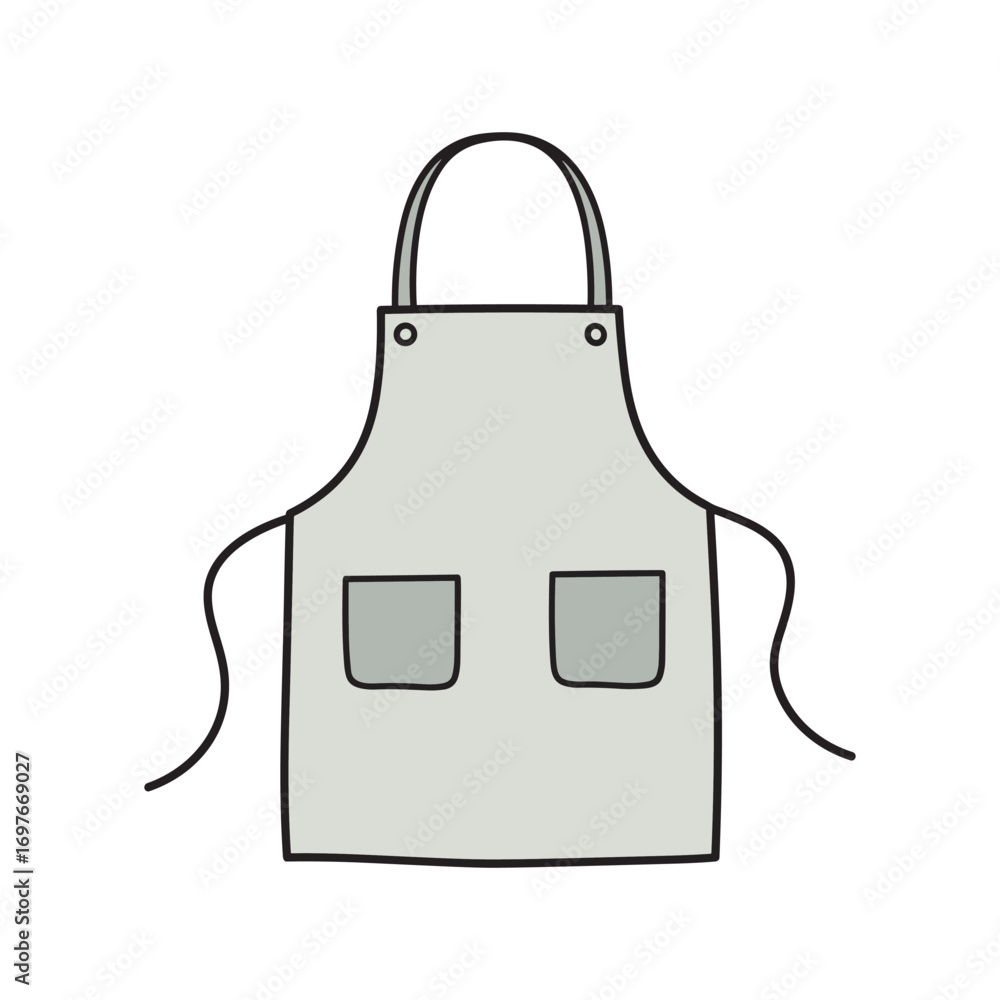 Fototapeta premium Simple drawing of a plain apron with pockets – stock vector flat illustration