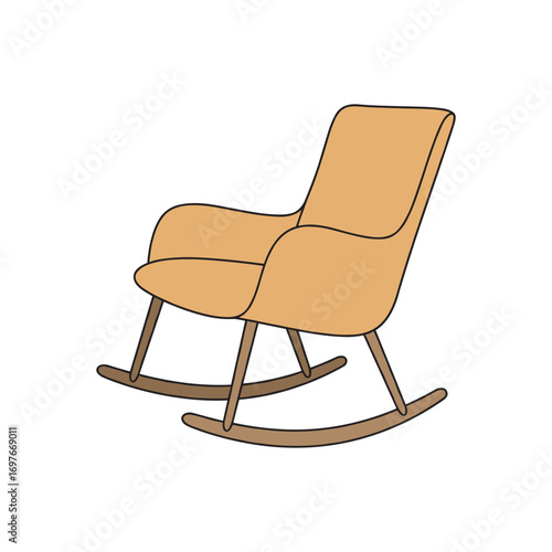 Cozy beige rocking chair with wooden legs for relaxation – stock vector flat illustration