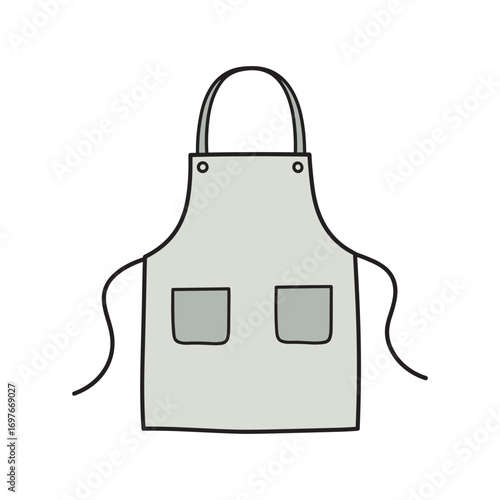 Simple drawing of a plain apron with pockets – stock vector flat illustration