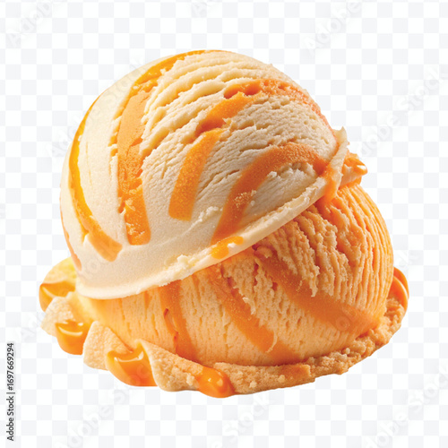realistic delicious scoop of  vanilla ice cream in in different color style isolated on transparent background