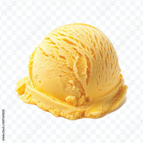 realistic delicious scoop of  vanilla ice cream in in different color style isolated on transparent background
