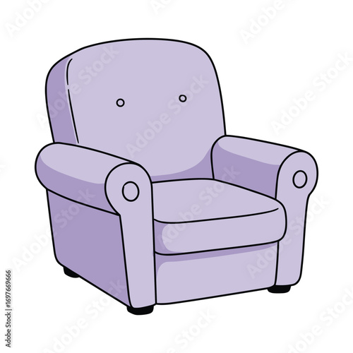 Cozy lavender armchair with soft cushions – stock vector flat illustration