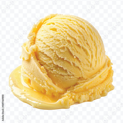 realistic delicious scoop of  vanilla ice cream in in different color style isolated on transparent background