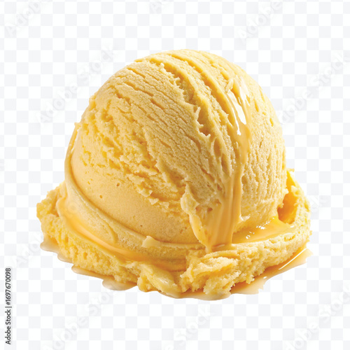 realistic delicious scoop of  vanilla ice cream in in different color style isolated on transparent background