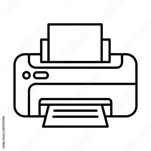 printer line icon representing document printing and office technology