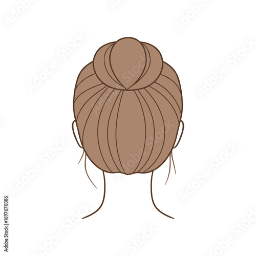 Back view illustration of woman with hair in a bun hairstyle – stock vector flat illustration